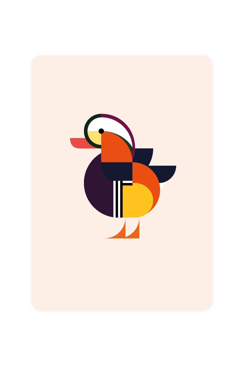 Postal con pato mandarín