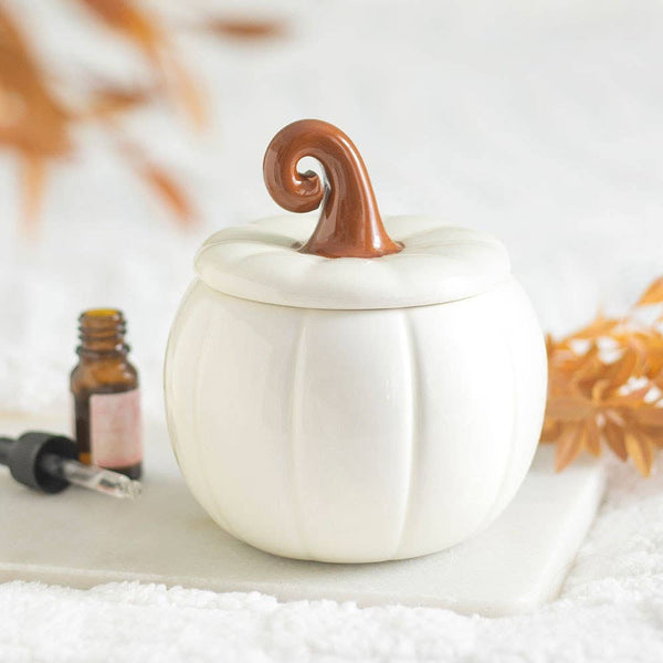 Brûle-parfum automnal citrouille blanche bouclée