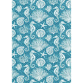 Pano de loiça com estampado de cavalo-marinho, coral e concha, 71x51cm