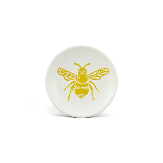 Llavero con diseño de abeja, miel y mostaza amarilla