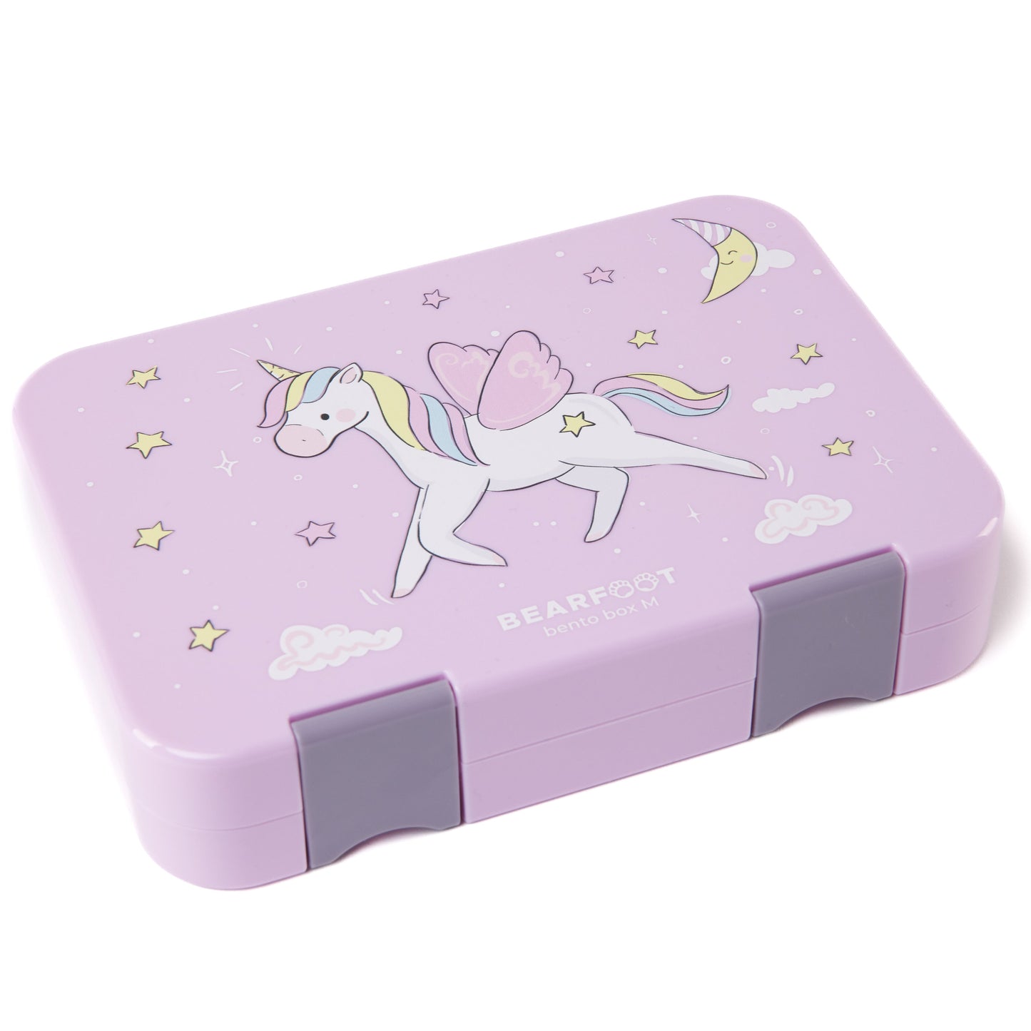 Brotdose Kinder mit Fächern, Lunchbox, Bento box - Einhorn Lila