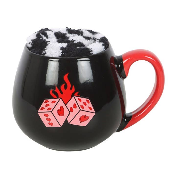 Coffret Mug & Chaussettes Rebel Romance – Dés Enflammés