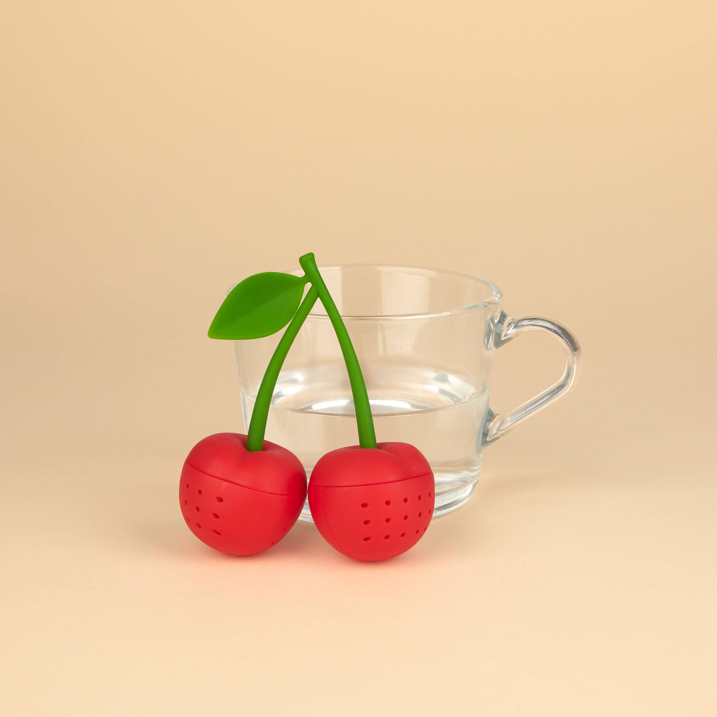 Infusore per tè in silicone rosso ciliegia doppio