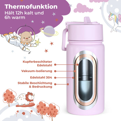 Thermo Kinder Trinkflasche Edelstahl - Lama lila