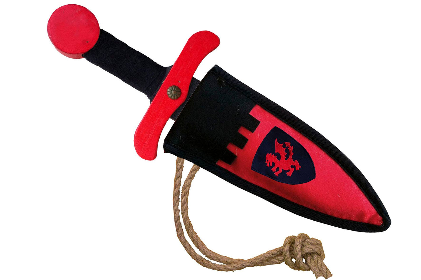 POIGNARD SOFTIK ROUGE + POCHETTE DRAGON - KALID MEDIEVAL