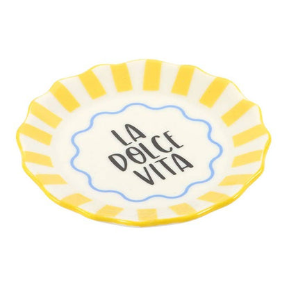 Plat à Bibelots “La Dolce Vita” Rayé Jaune
