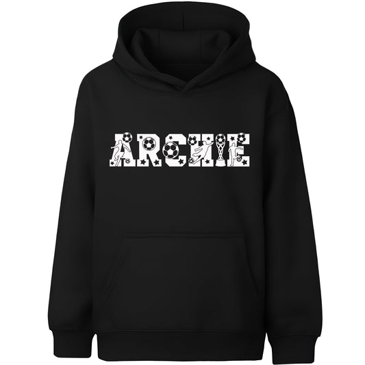Fringoo football Sweat à capuche noir garçon Cotton Rich Soft Hooded Sweatshirt- football Alphabet noir