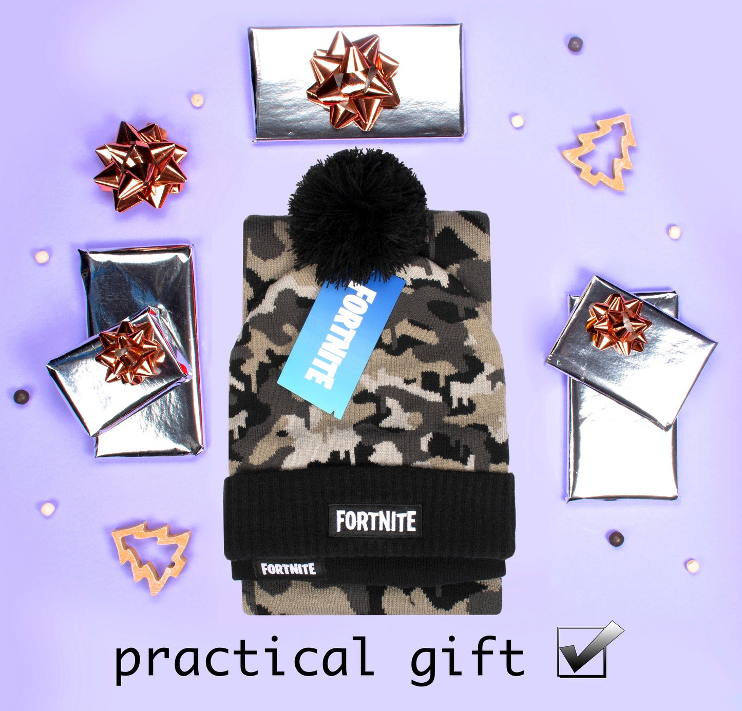 Ensemble bonnet et écharpe – Fortnite Set- Camo gris