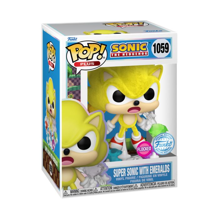 Pop! Plus Super Sonic avec Emeraudes (Flocked)