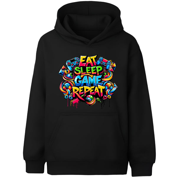 Sweat à capuche gymnastique – Fringoo gaming gris for Boys Cotton Rich Soft Hooded – Eat Game noir