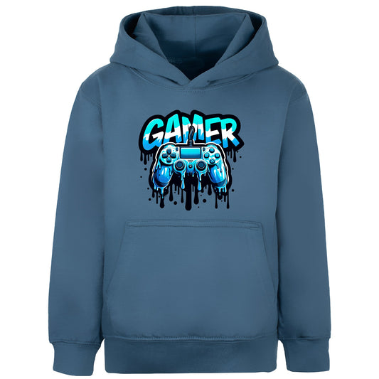 Fringoo gamer Sweat à capuche garçon Cotton Rich Soft Hooded Sweatshirt- Dripping gamer bleu