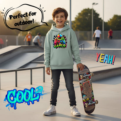 Fringoo Gamer Hoodie for Boys Cotton Rich Soft Hooded Sweatshirt - Pro Gamer Green