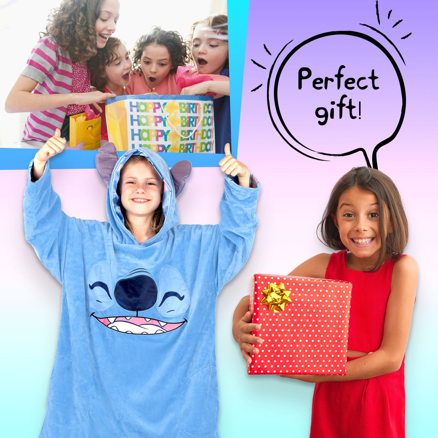Disney Stitch Oversized Sweat à capuche Couverture -bleu