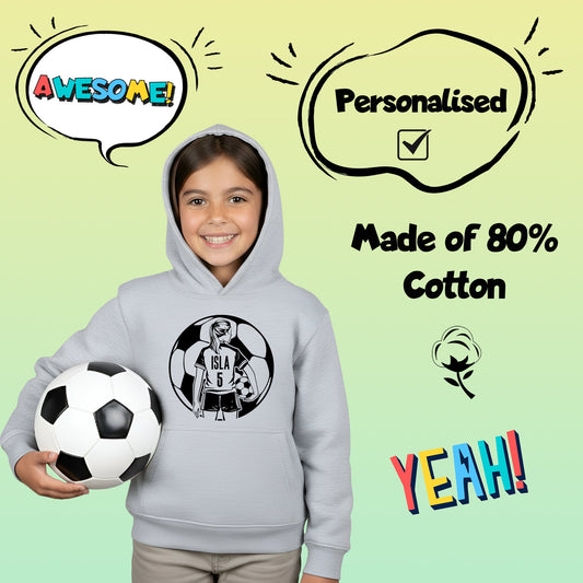 Fringoo football Sweat à capuche gris fille Cotton Rich Soft Hooded Sweatshirt- football Ball fille gris