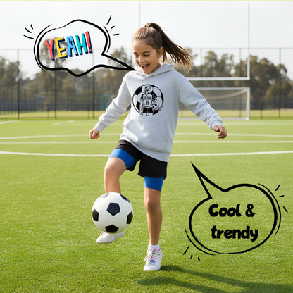 Fringoo football Sweat à capuche gris fille Cotton Rich Soft Hooded Sweatshirt- football Ball fille gris