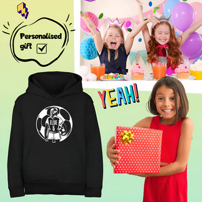 Fringoo football Sweat à capuche noir fille Cotton Rich Soft Hooded Sweatshirt- football Ball fille noir