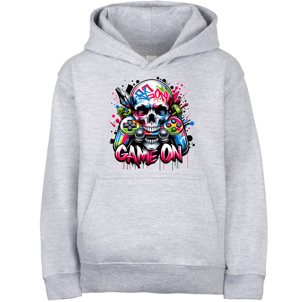 Sweat à capuche gymnastique – Fringoo gaming gris for Boys Cotton Rich Soft Hooded – Game on Skull gris