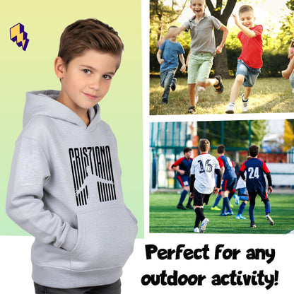 Fringoo Gamer Hoodie Grey for Boys Cotton Rich Soft Hooded Sweatshirt - Cristiano Grey
