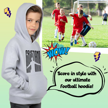 Fringoo Gamer Hoodie Grey for Boys Cotton Rich Soft Hooded Sweatshirt - Cristiano Grey