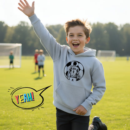 Fringoo football Sweat à capuche gris garçon Cotton Rich Soft Hooded Sweatshirt- football Ball garçon gris