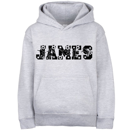 Fringoo football Sweat à capuche gris garçon Cotton Rich Soft Hooded Sweatshirt- football Alphabet gris