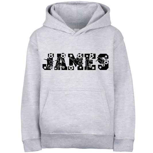 Fringoo football Sweat à capuche gris garçon Cotton Rich Soft Hooded Sweatshirt- football Alphabet gris