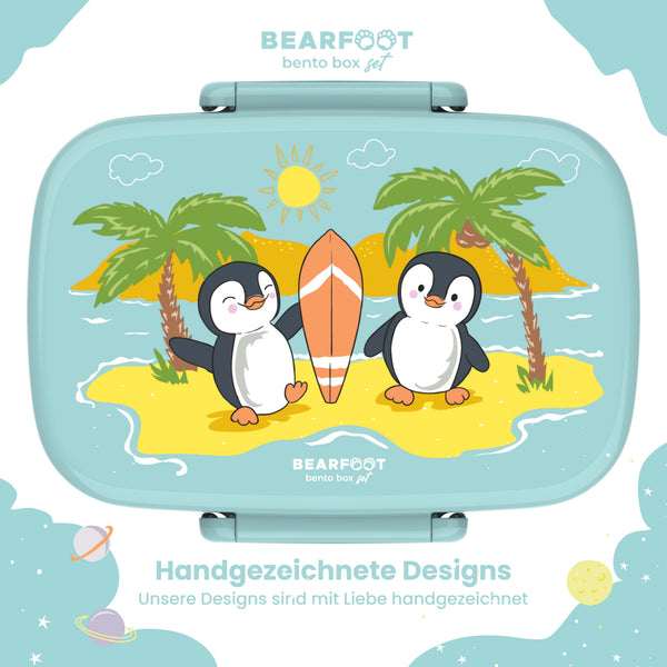 Brotdose Kinder mit Fächern, leicht & auslaufsicher- Pinguin
