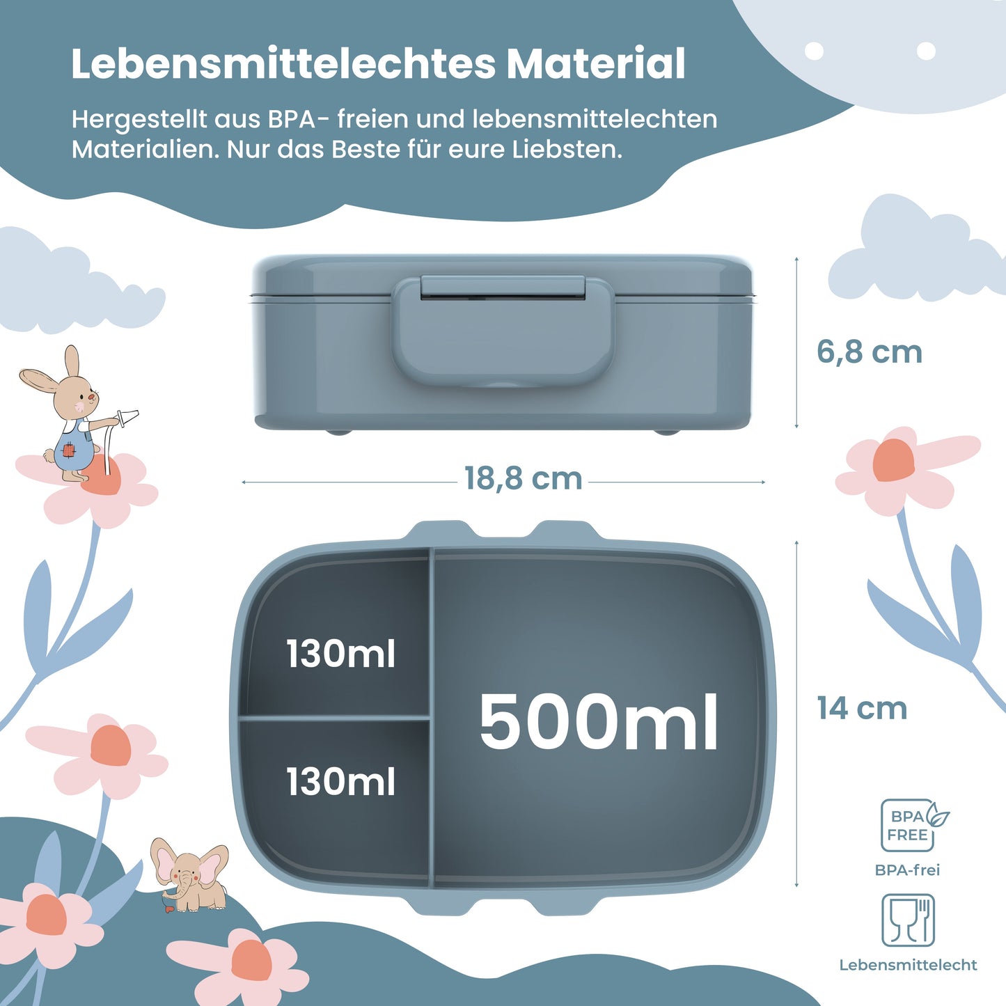 Brotdose Kinder mit Fächern, leicht & auslaufsicher - Bagger