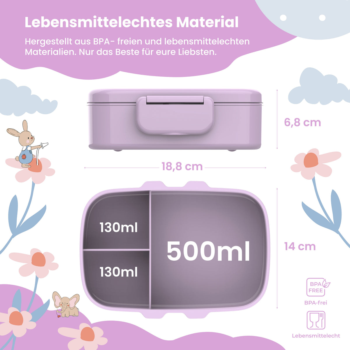 Brotdose Kinder mit Fächern, leicht & auslaufsicher - Lama