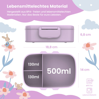 Brotdose Kinder Fächern, leicht & auslaufsicher - Hund Katze