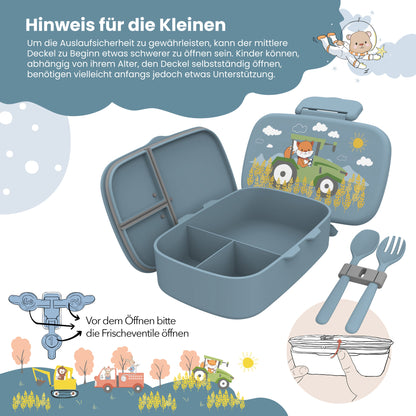 Brotdose Kinder mit Fächern, leicht & auslaufsicher -Traktor