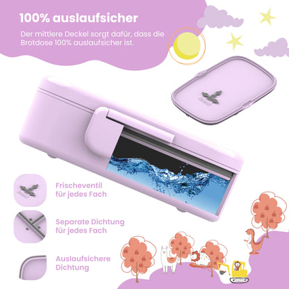 Brotdose Kinder mit Fächern, leicht & auslaufsicher- Einhorn