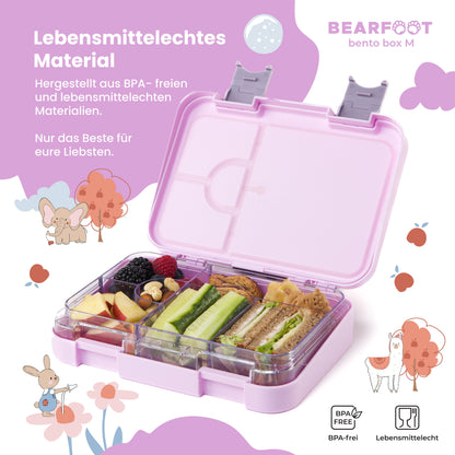 Brotdose Kinder mit Fächern, Lunchbox - Hund&Katze lila