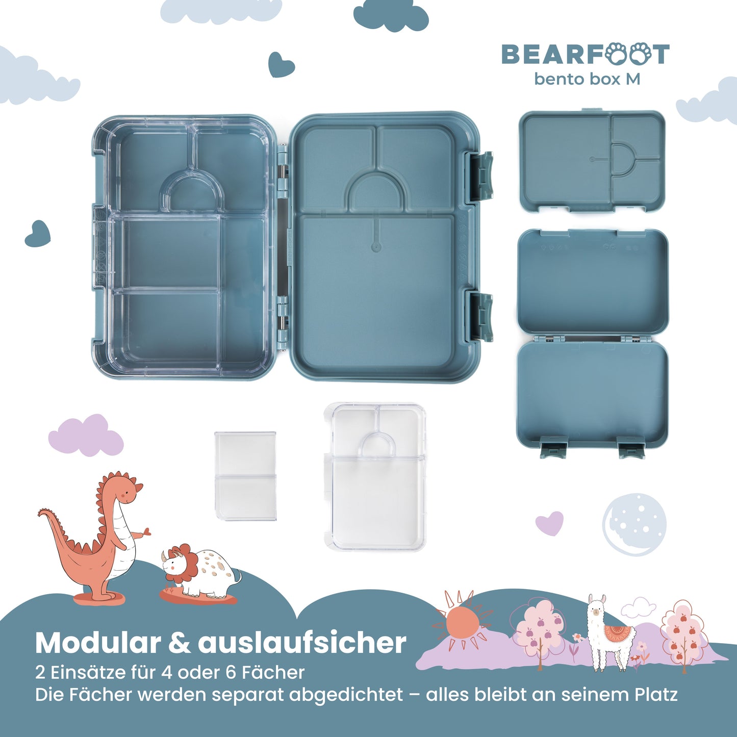 Brotdose Kinder mit Fächern, Lunchbox, Bento box - Feuerwehr
