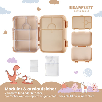 Brotdose Kinder mit Fächern, Lunchbox, Bento box - Elefanten
