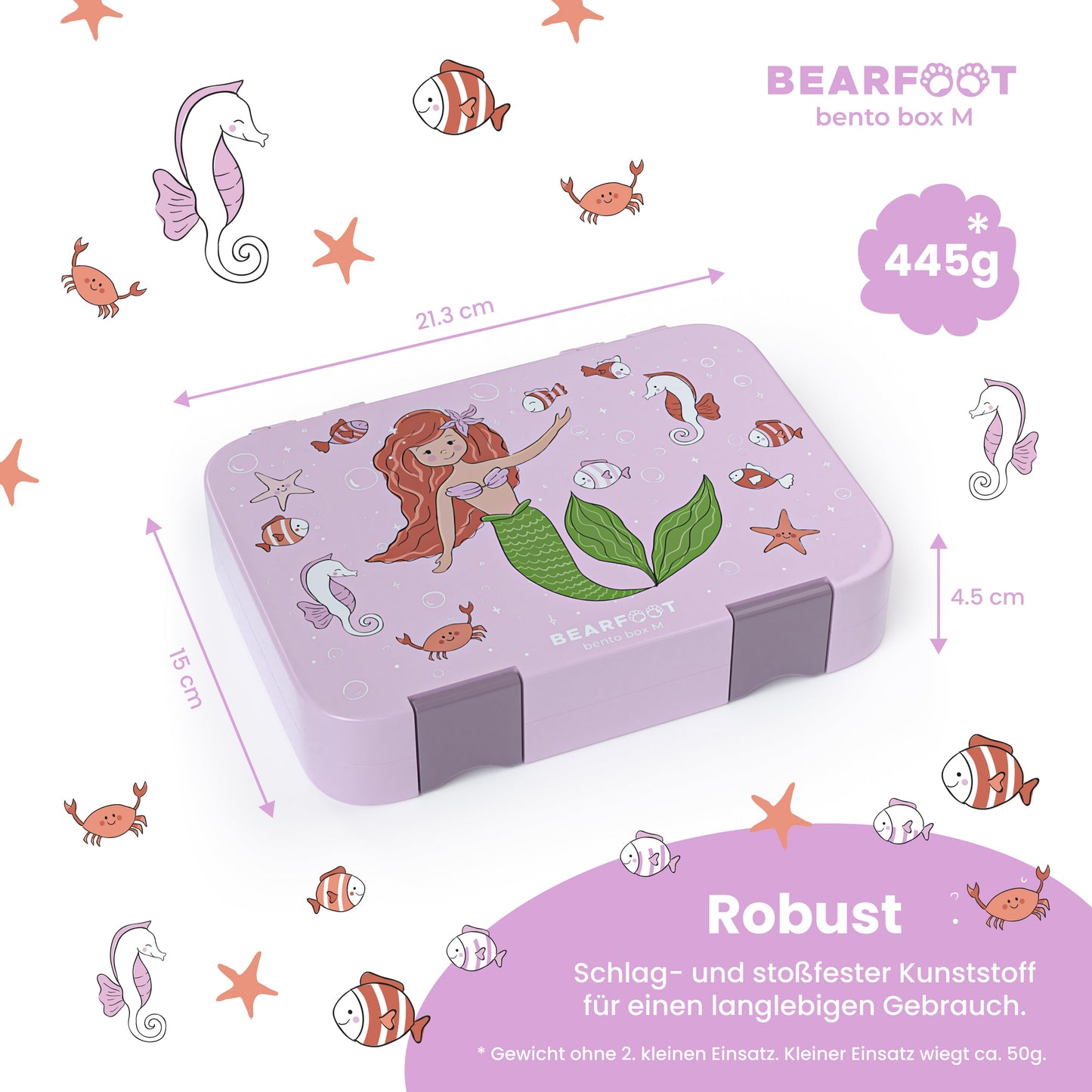 Kids' Lunch Box with Compartments, Bento Box - Mermaid