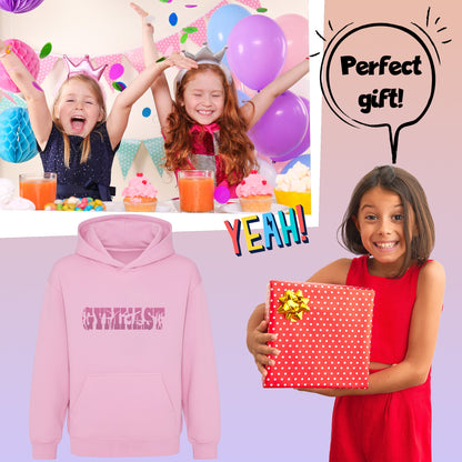 Fringoo Gymnastic Hoodie for Kids Cotton Rich Soft Hooded Sweatshirt - Gymnast Pink
