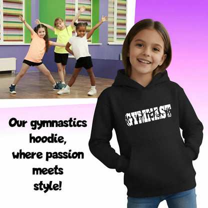 Fringoo Gymnastic Hoodie for Kids Cotton Rich Soft Hooded Sweatshirt - Gymnast Black