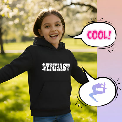 Fringoo Gymnastic Hoodie for Kids Cotton Rich Soft Hooded Sweatshirt - Gymnast Black