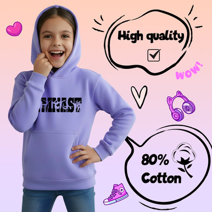 Fringoo Gymnastic Hoodie for Kids Cotton Rich Soft Hooded Sweatshirt - Gymnast Purple