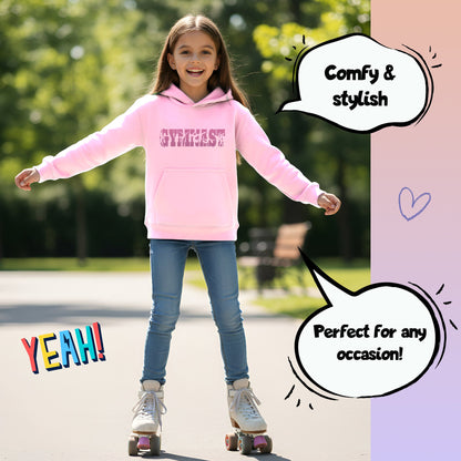 Fringoo Gymnastic Hoodie for Kids Cotton Rich Soft Hooded Sweatshirt - Gymnast Pink