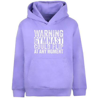 Fringoo Gymnastic Hoodie for Kids Cotton Rich Soft Hooded Sweatshirt - Gymnast Warning Purple
