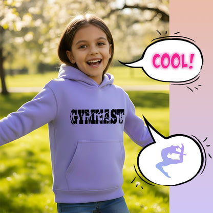 Fringoo Gymnastic Hoodie for Kids Cotton Rich Soft Hooded Sweatshirt - Gymnast Purple