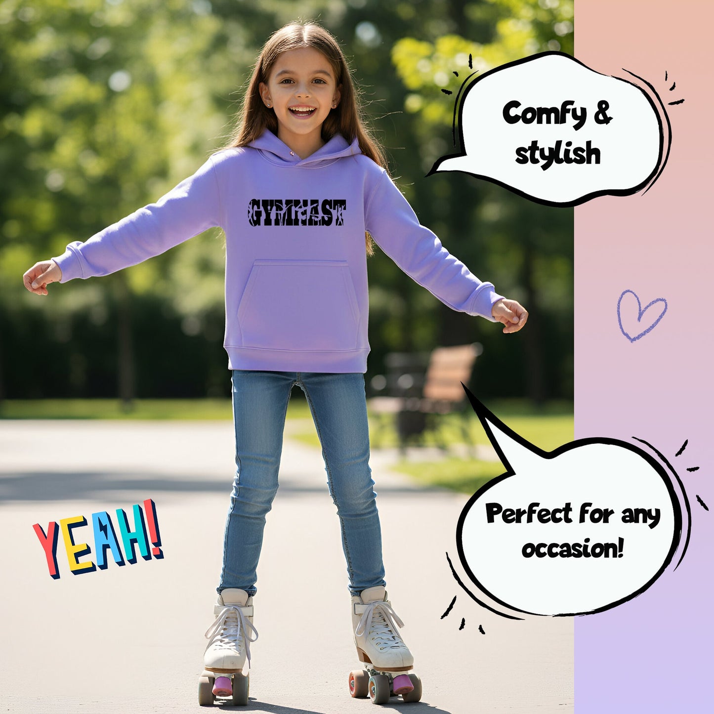 Fringoo Gymnastic Hoodie for Kids Cotton Rich Soft Hooded Sweatshirt - Gymnast Purple
