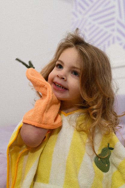 Ensemble de gants de toilette mandarine