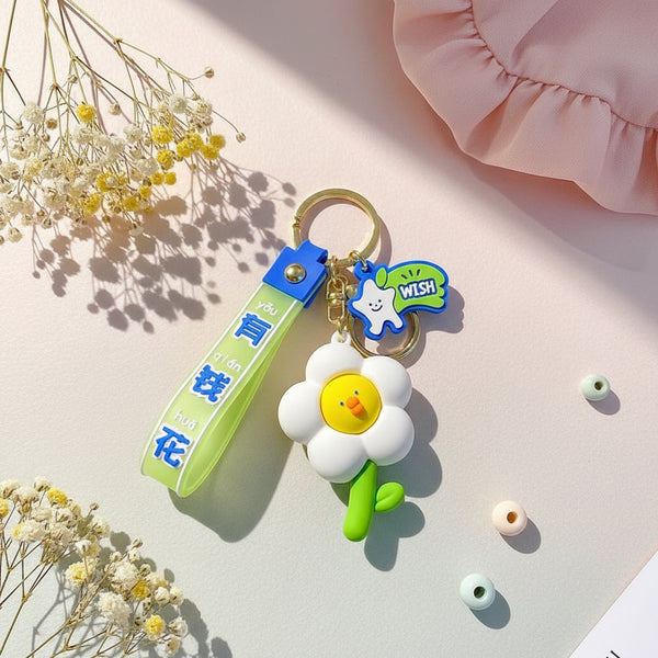 Sleutelhanger met bloemeneendje
