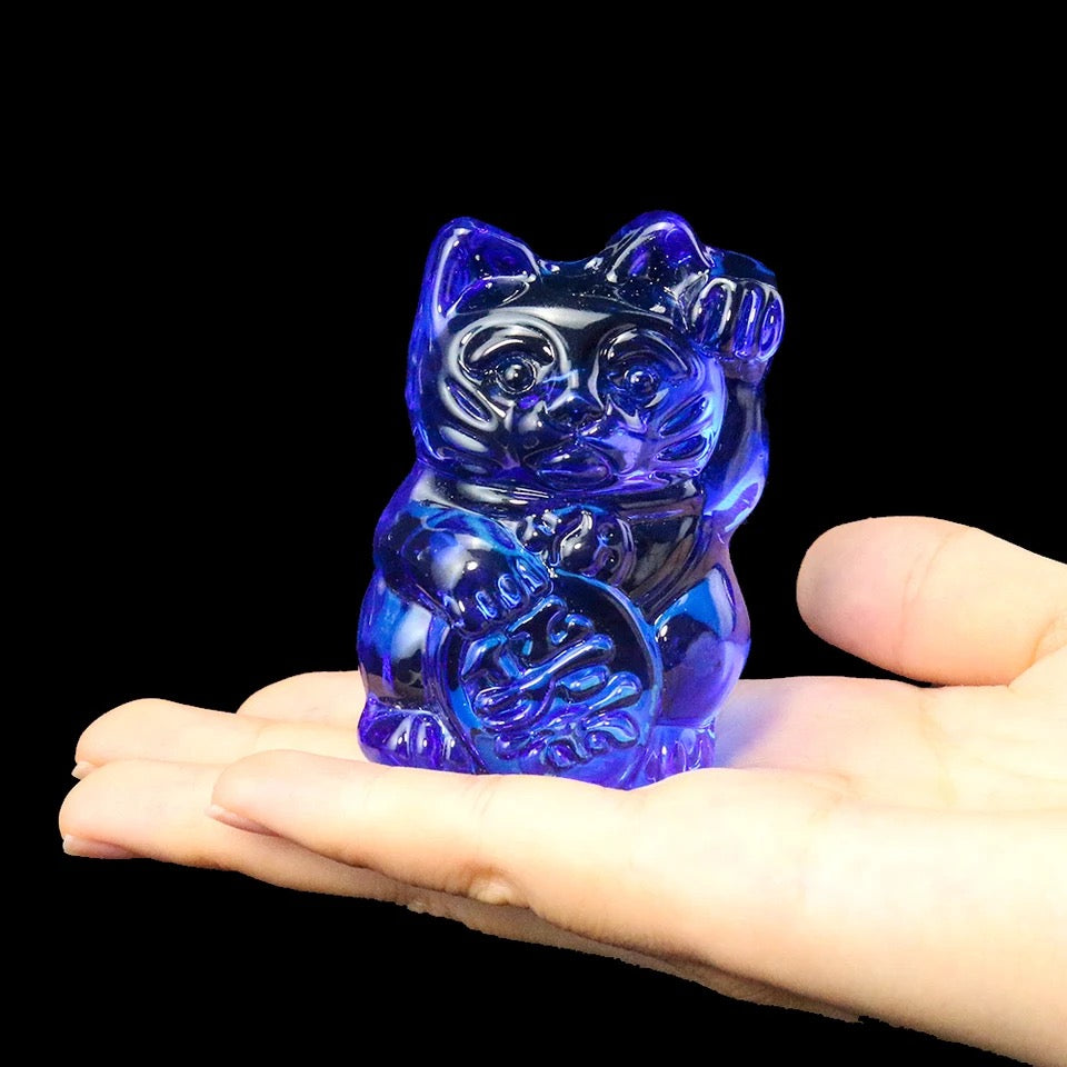 Estatueta Gato Azul da Sorte