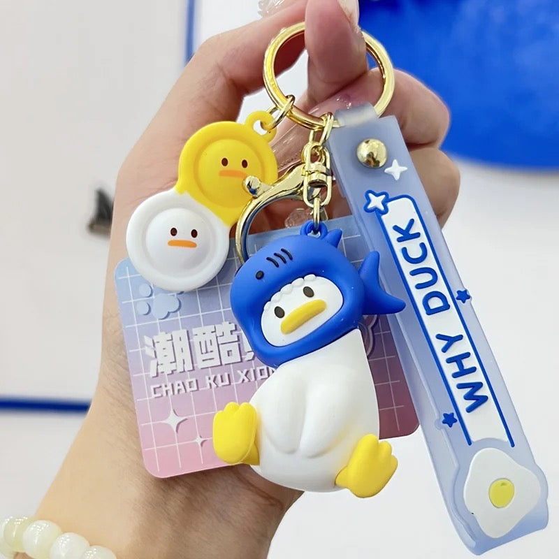 Intrigued Duck Keyring