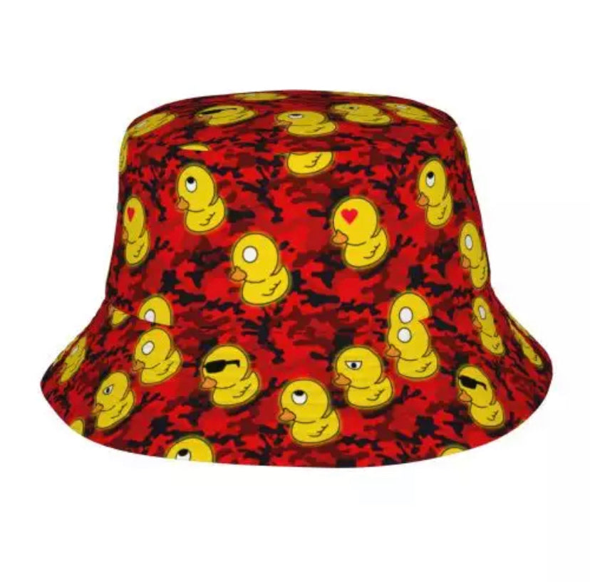 Sombrero de pescador de pato de camuflaje rojo