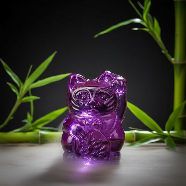 Figurina di gatto fortunato viola